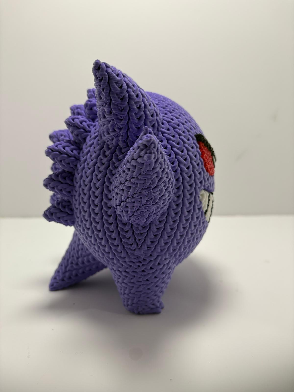 Figura Gengar Shiny Impresa en 3D Estilo Crochet - CreaLuDe3D