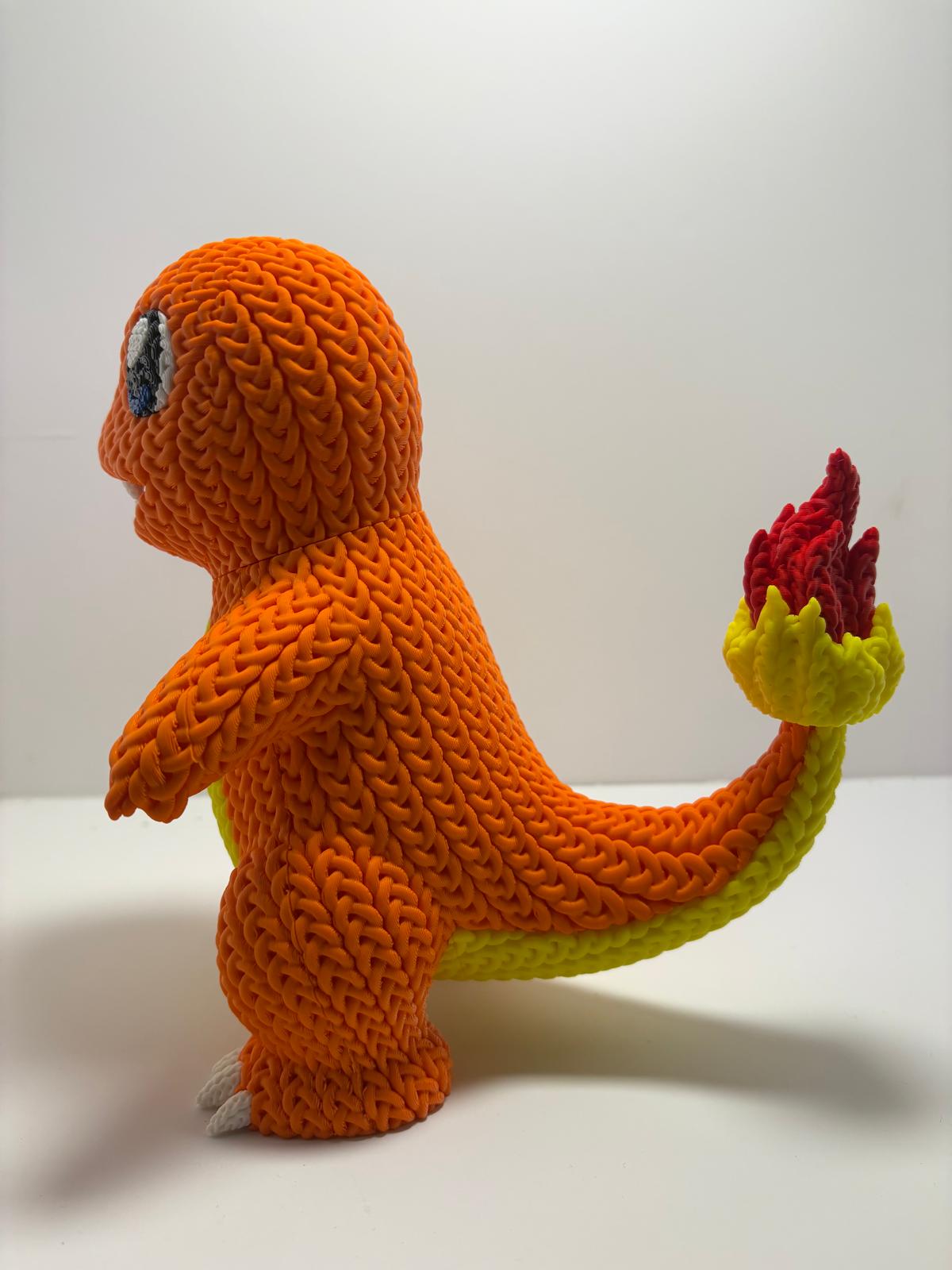 Figura Charmander Impresa en 3D Estilo Crochet - CreaLuDe3D