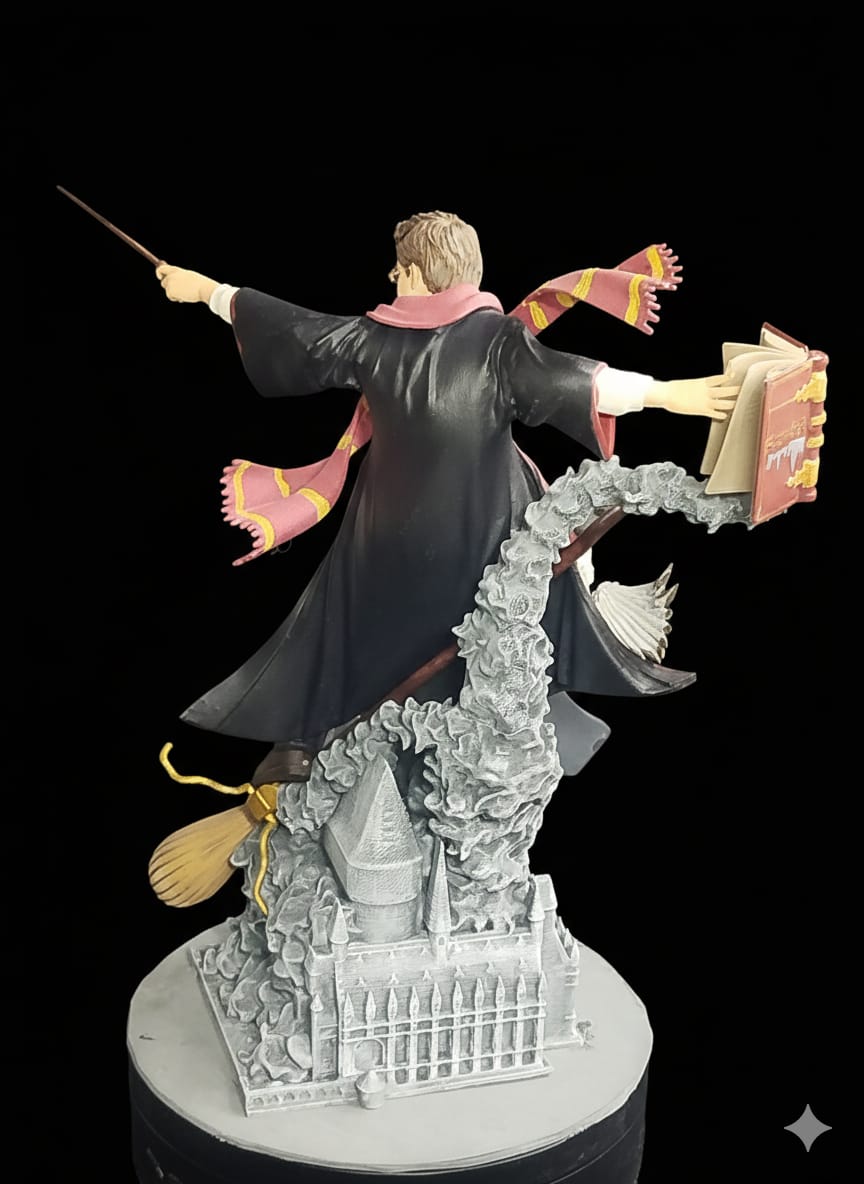 Figura de Harry Potter en Resina con Vitrina Iluminada Incluida | 23 cm | Coleccionable de Harry Potter - CreaLuDe3D
