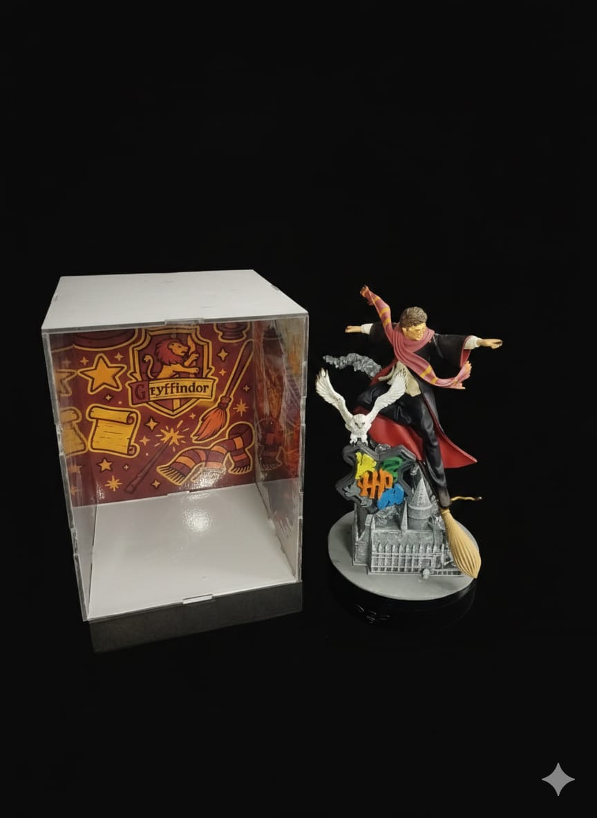 Figura de Harry Potter en Resina con Vitrina Iluminada Incluida | 23 cm | Coleccionable de Harry Potter - CreaLuDe3D