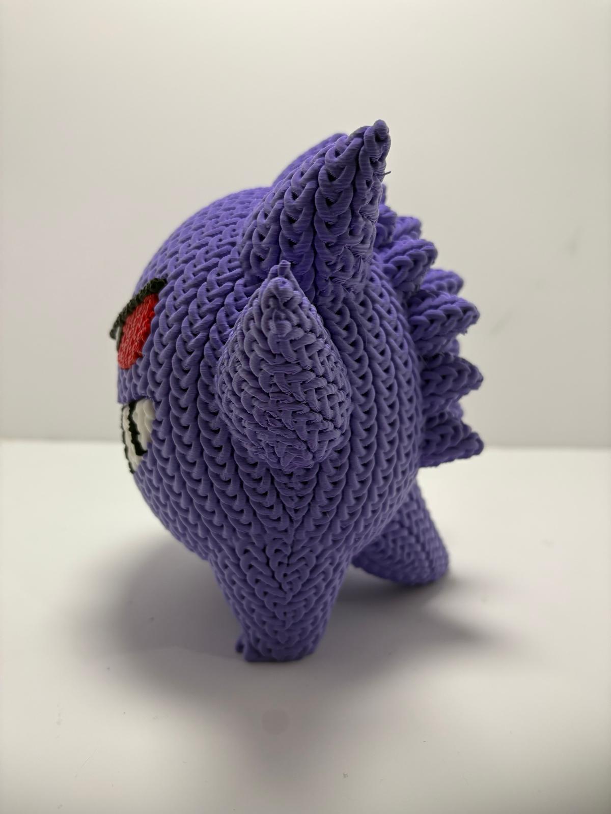 Figura Gengar Shiny Impresa en 3D Estilo Crochet - CreaLuDe3D