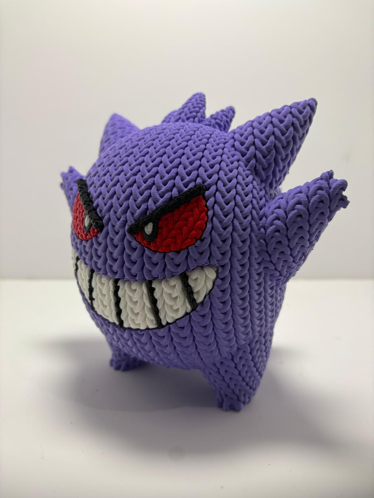 Figura Gengar Shiny Impresa en 3D Estilo Crochet - CreaLuDe3D