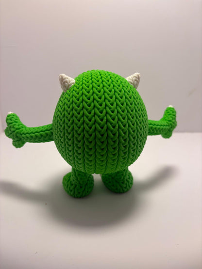 Figura Mike Wazowski Impresa en 3D Estilo Crochet - CreaLuDe3D