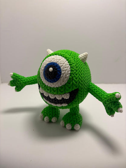 Figura Mike Wazowski Impresa en 3D Estilo Crochet - CreaLuDe3D