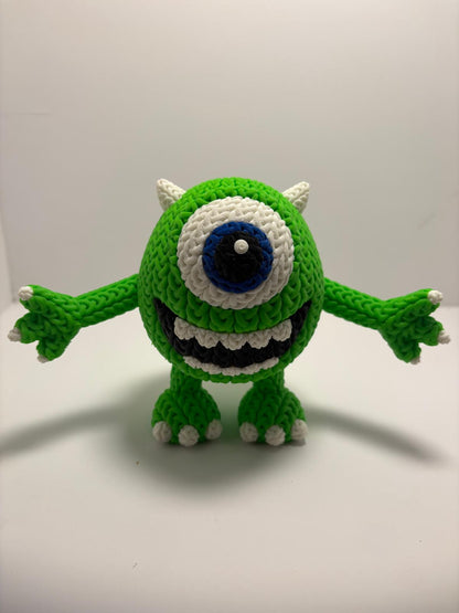 Figura Mike Wazowski Impresa en 3D Estilo Crochet - CreaLuDe3D