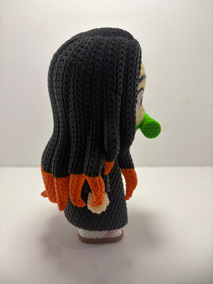 Figura Nezuko Impresa en 3D Estilo Crochet - CreaLuDe3D