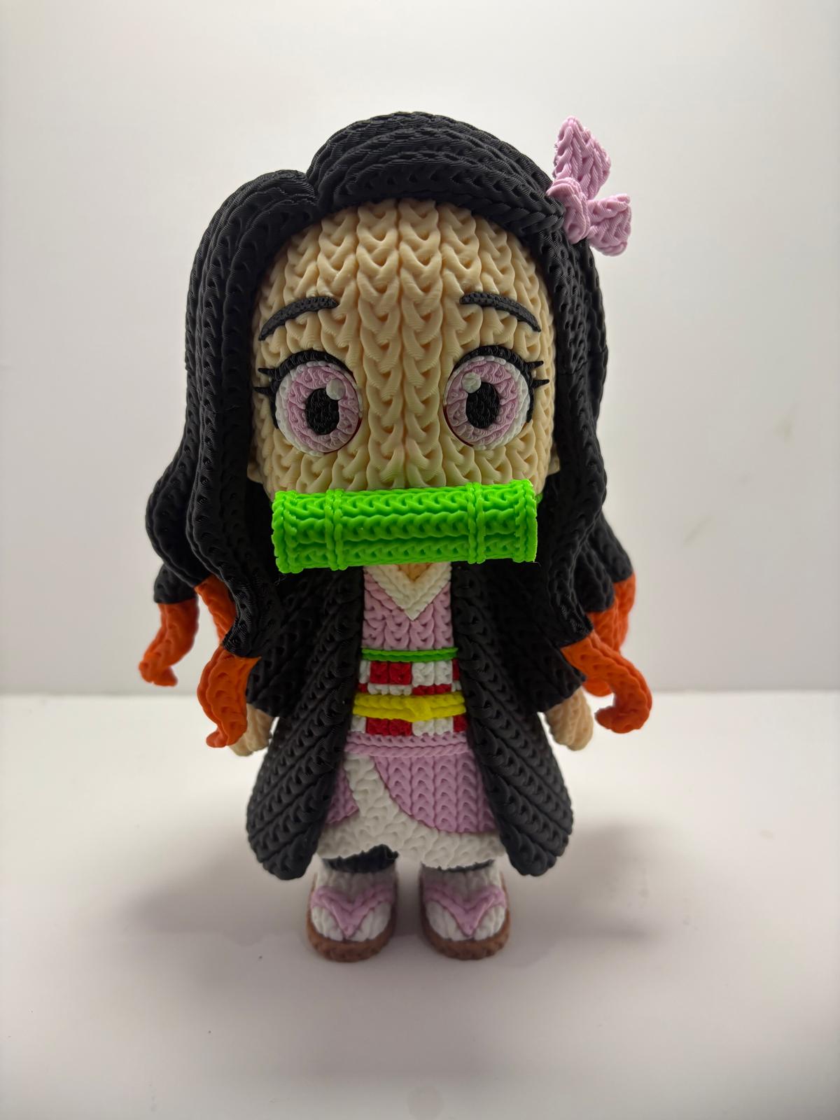 Figura Nezuko Impresa en 3D Estilo Crochet - CreaLuDe3D