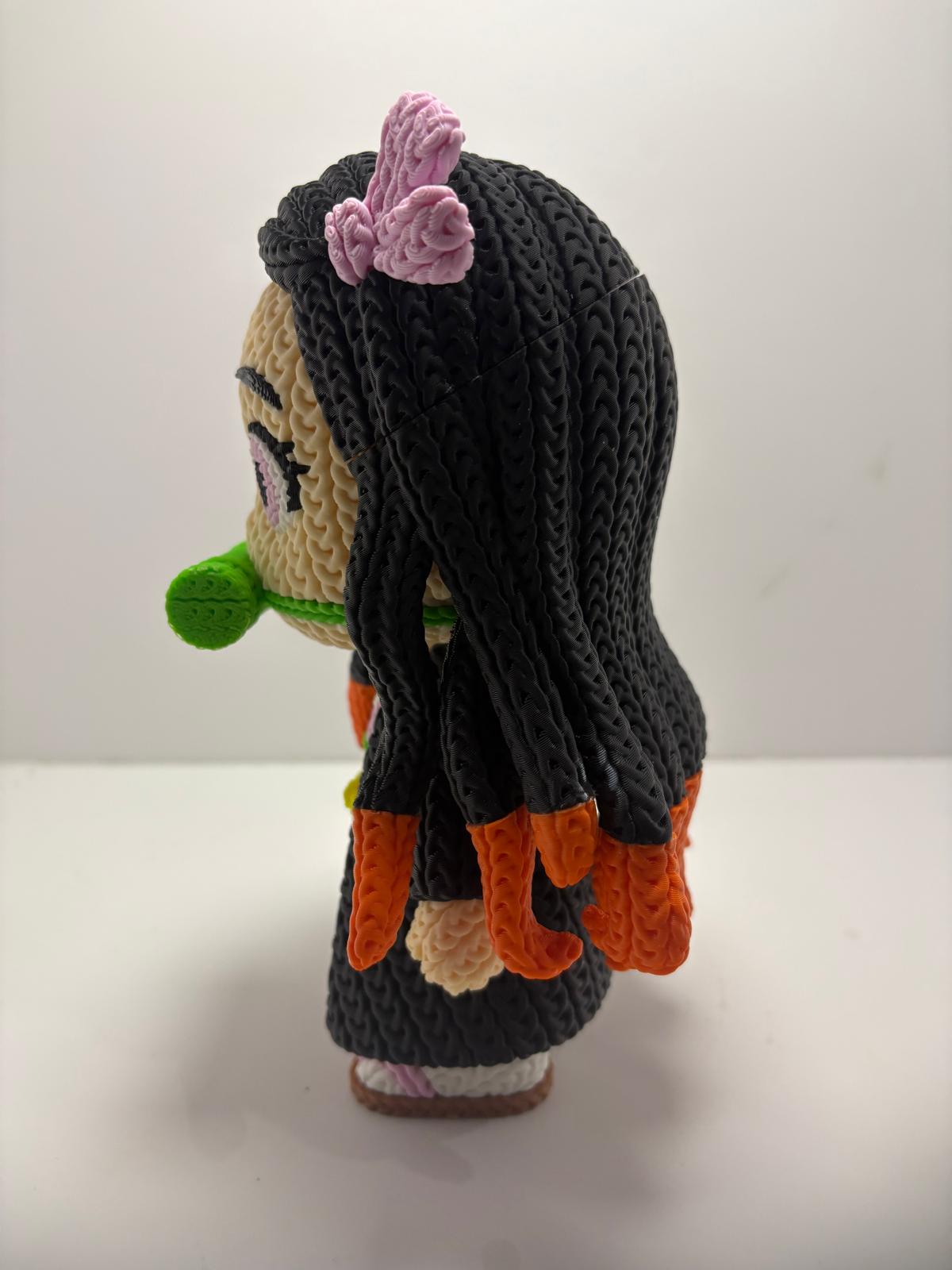 Figura Nezuko Impresa en 3D Estilo Crochet - CreaLuDe3D