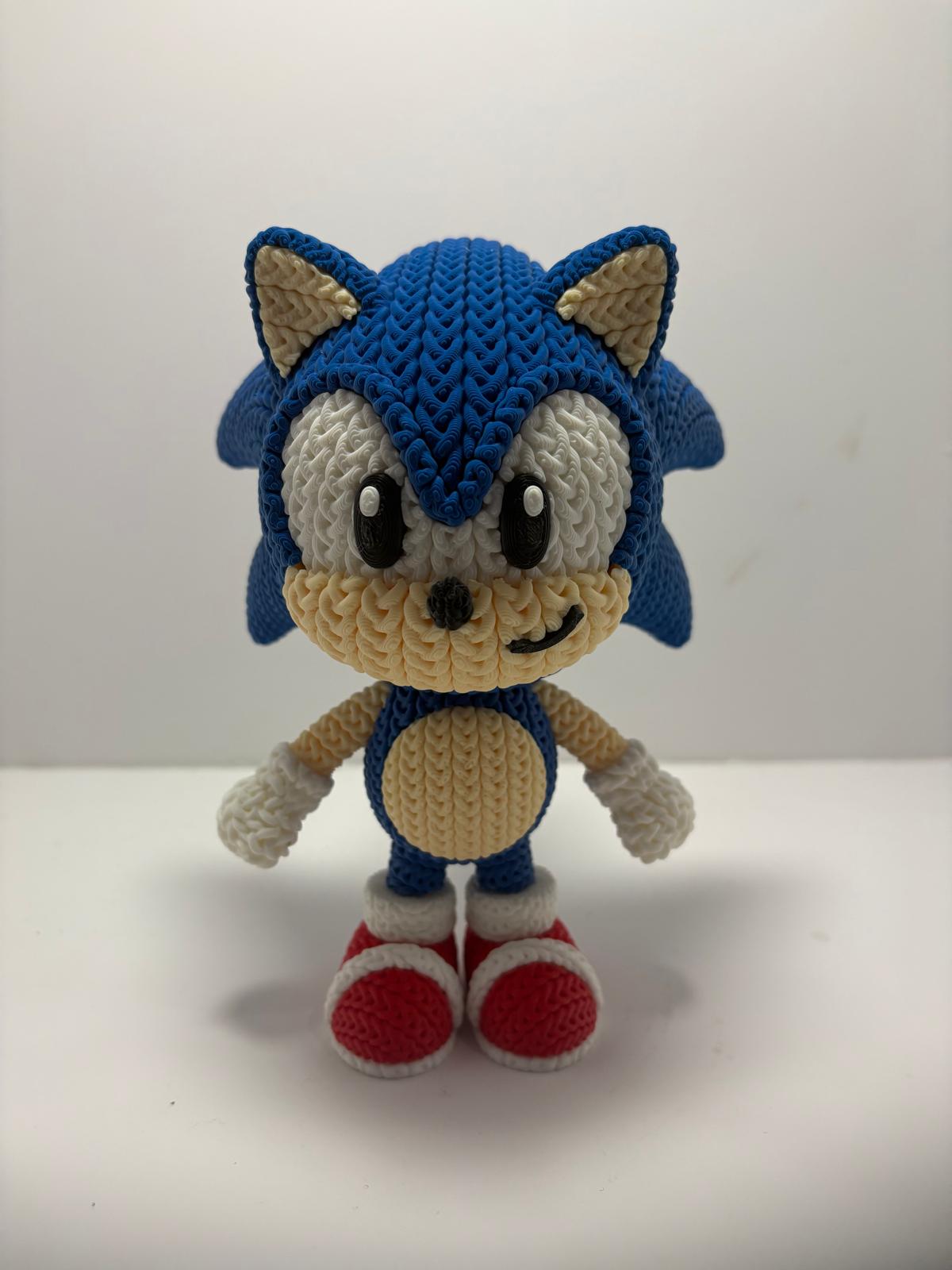 Figura Sonic Impresa en 3D Estilo Crochet - CreaLuDe3D