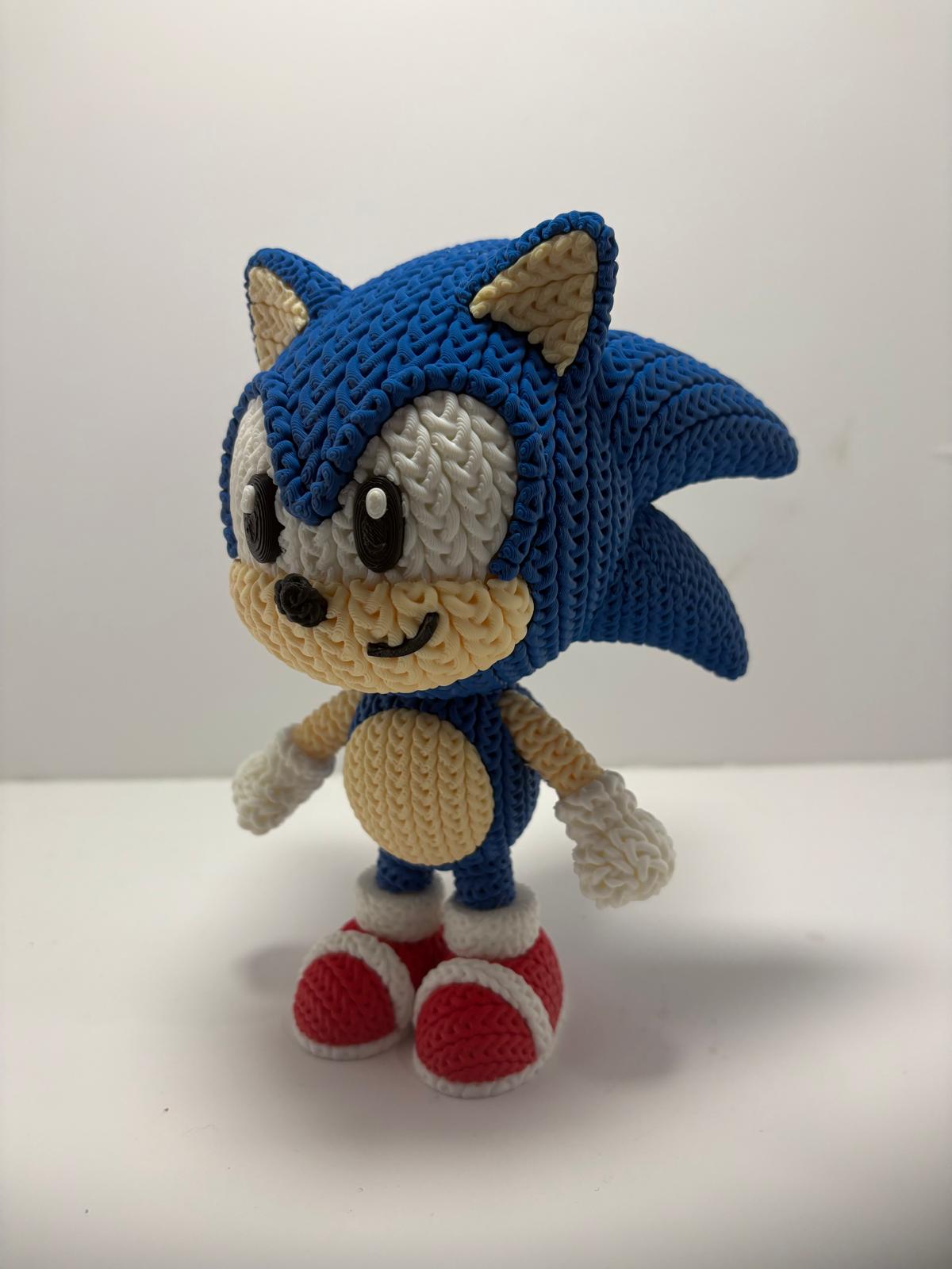Figura Sonic Impresa en 3D Estilo Crochet - CreaLuDe3D