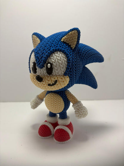 Figura Sonic Impresa en 3D Estilo Crochet - CreaLuDe3D