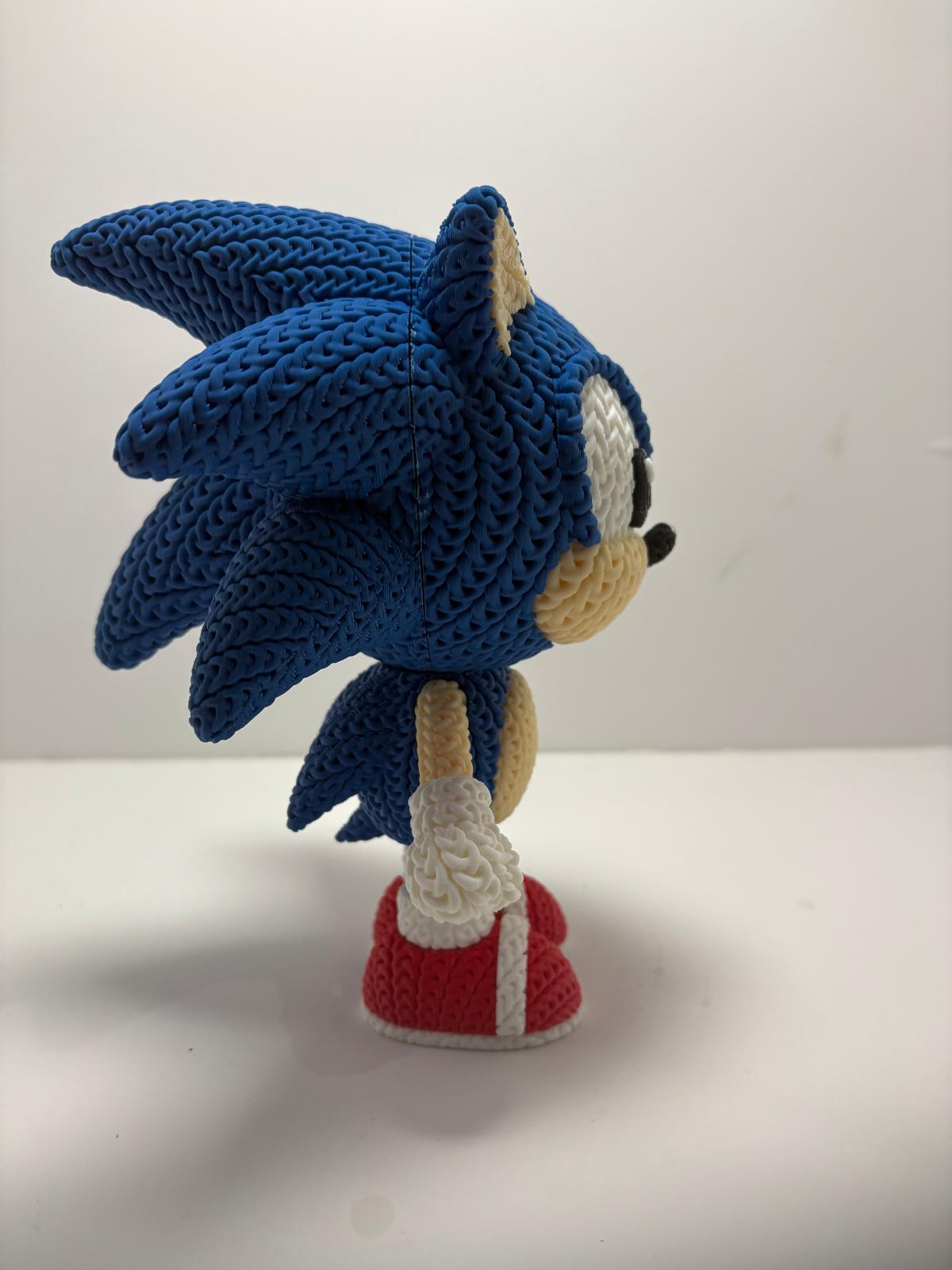 Figura Sonic Impresa en 3D Estilo Crochet - CreaLuDe3D