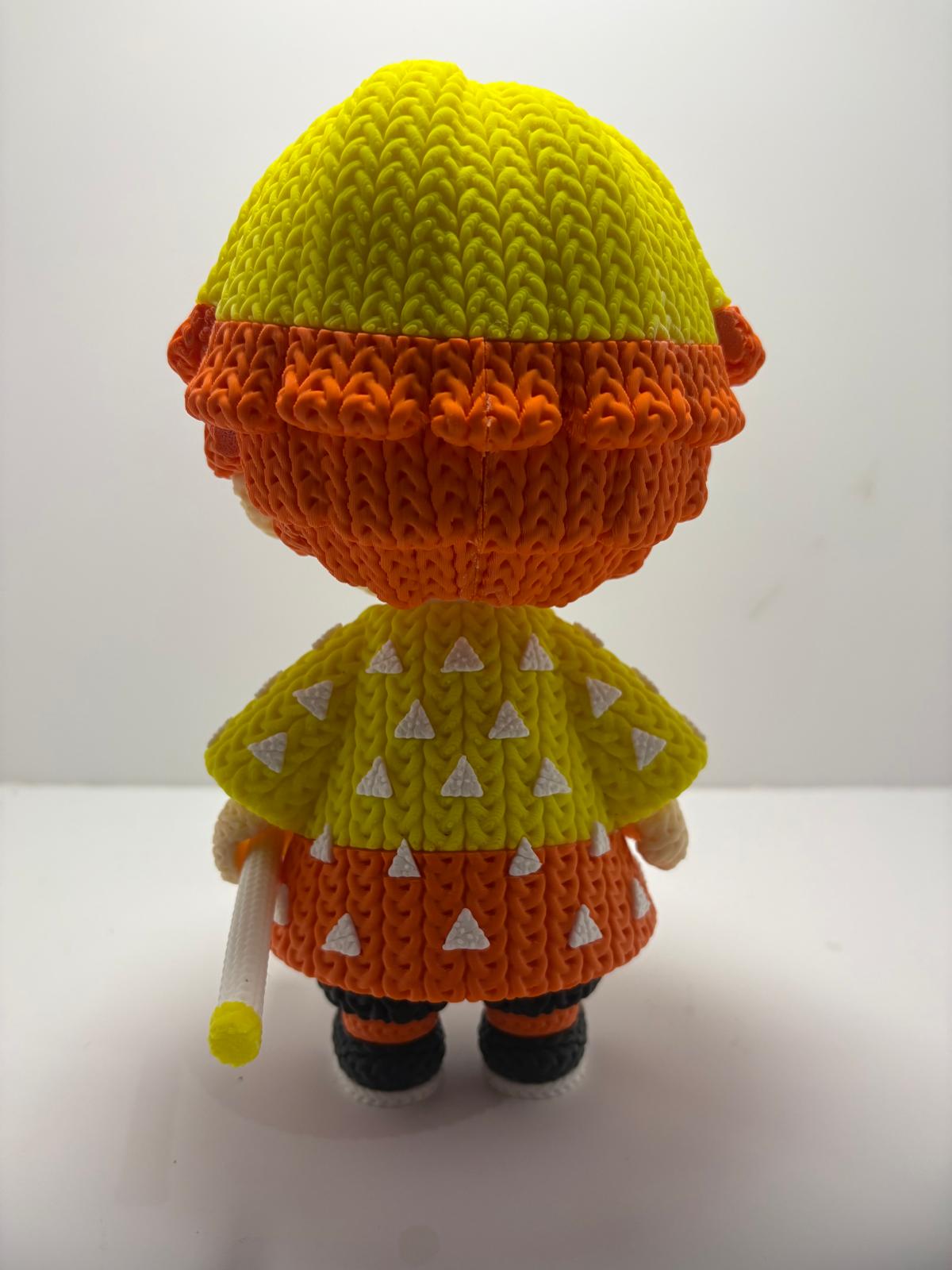 Figura Zenitsu Impresa en 3D Estilo Crochet - CreaLuDe3D