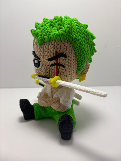 Figura Zoro One Piece Impresa en 3D Estilo Crochet - CreaLuDe3D