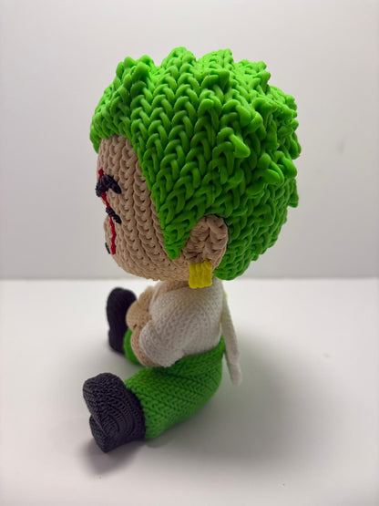 Figura Zoro One Piece Impresa en 3D Estilo Crochet - CreaLuDe3D