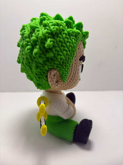 Figura Zoro One Piece Impresa en 3D Estilo Crochet - CreaLuDe3D