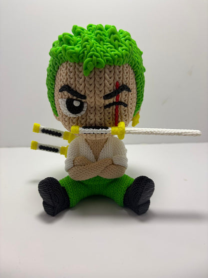 Figura Zoro One Piece Impresa en 3D Estilo Crochet - CreaLuDe3D