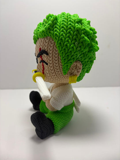 Figura Zoro One Piece Impresa en 3D Estilo Crochet - CreaLuDe3D