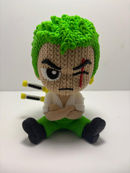 Figura Zoro One Piece Impresa en 3D Estilo Crochet - CreaLuDe3D