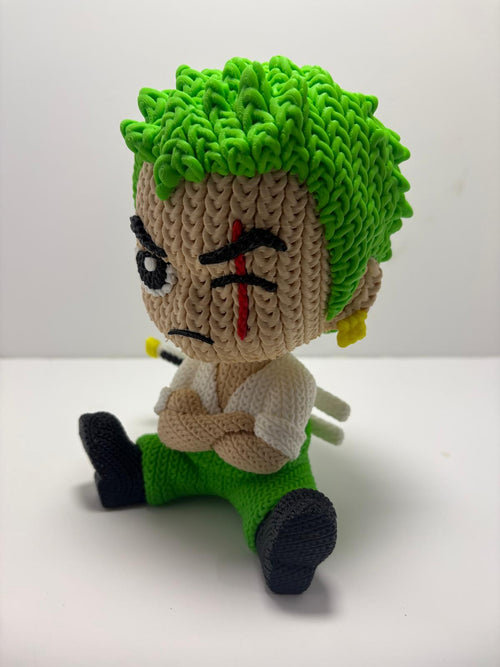 Figura Zoro One Piece Impresa en 3D Estilo Crochet - CreaLuDe3D