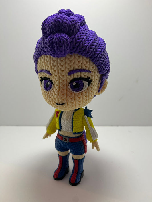 Rumi Huntrix – Figura Coleccionable Impresa en 3D Estilo Crochet (Knitted Look) - CreaLuDe3D